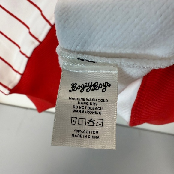 BOGEY BOYS PINSTRIPE CREWNECK - RED MENS SIZE MEDIUM - Picture 5 of 9